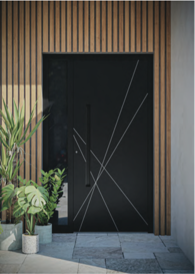 ușă de exterior din aluminiu de culoare gri