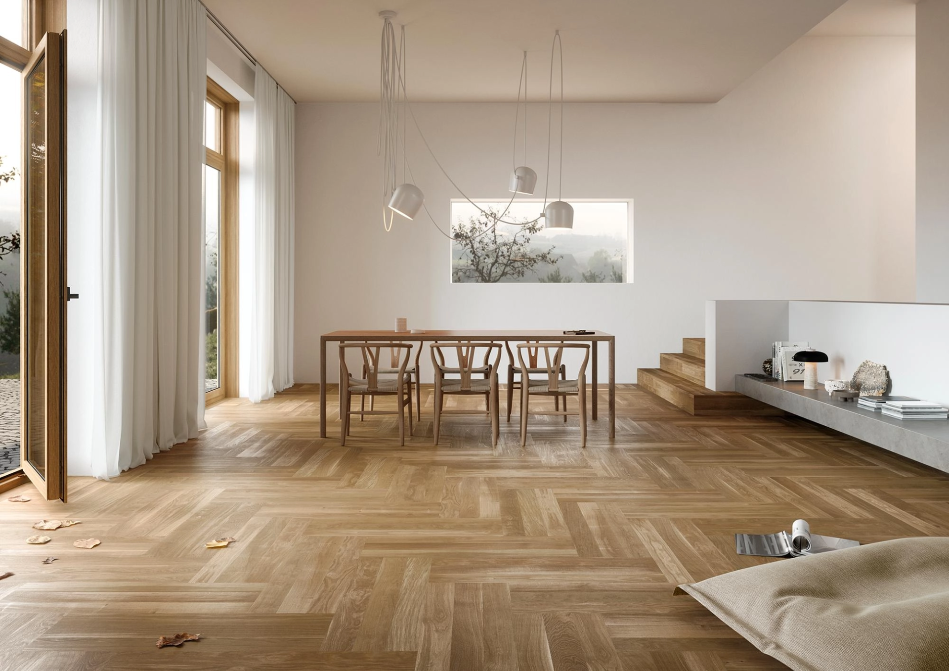 Parchet Triplu stratificat Cleverpark 900 Stejar Mandorla Bauwerk în sufragerie - Kulttur