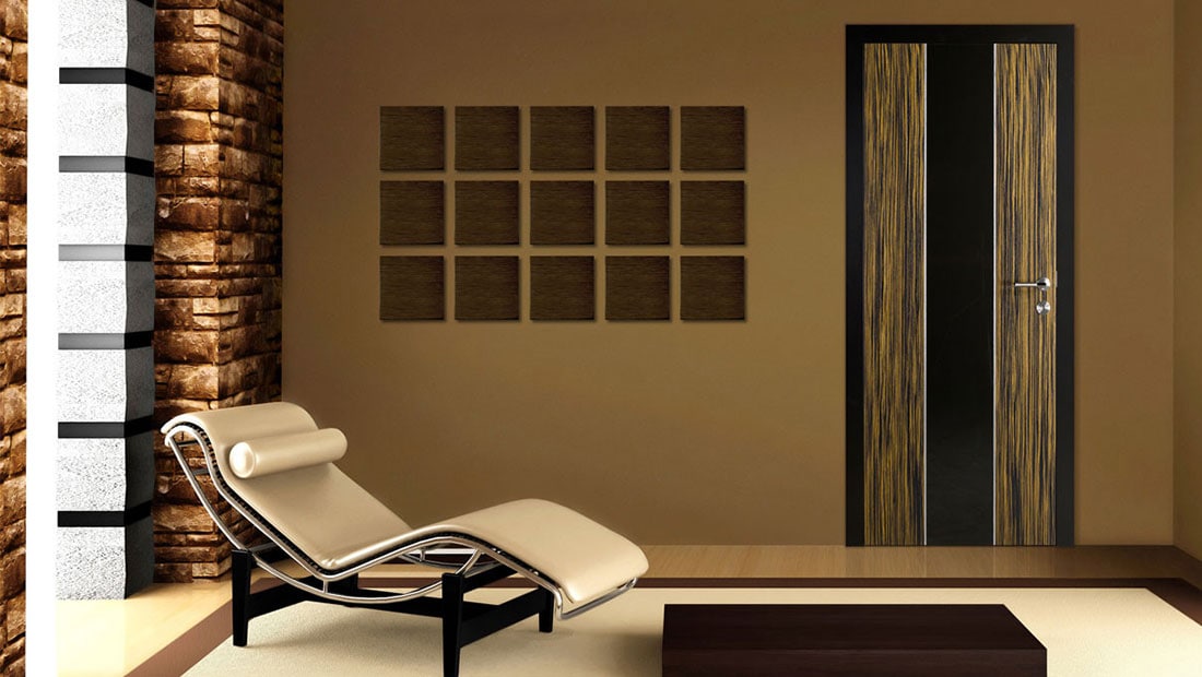 Ușă de interior din lemn stratificat și furnir natural Atlantis CL.1 Macassar Natur